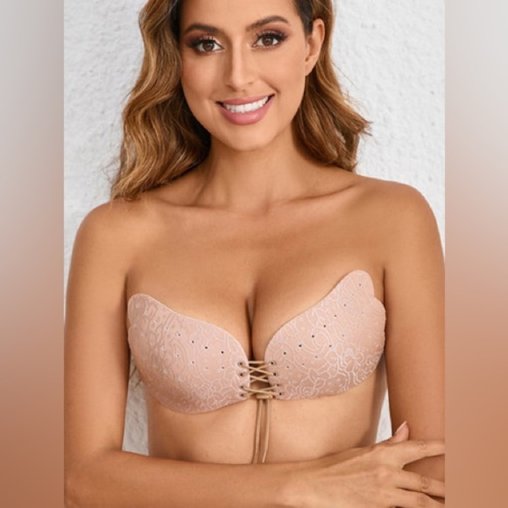 SOLD Last Chance! Nude Self Adhesive Invisible Push Up Bra C Cup - Picture 2 of 6